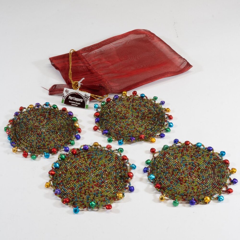 Pier One Beaded Jingle Coasters, Set of 4